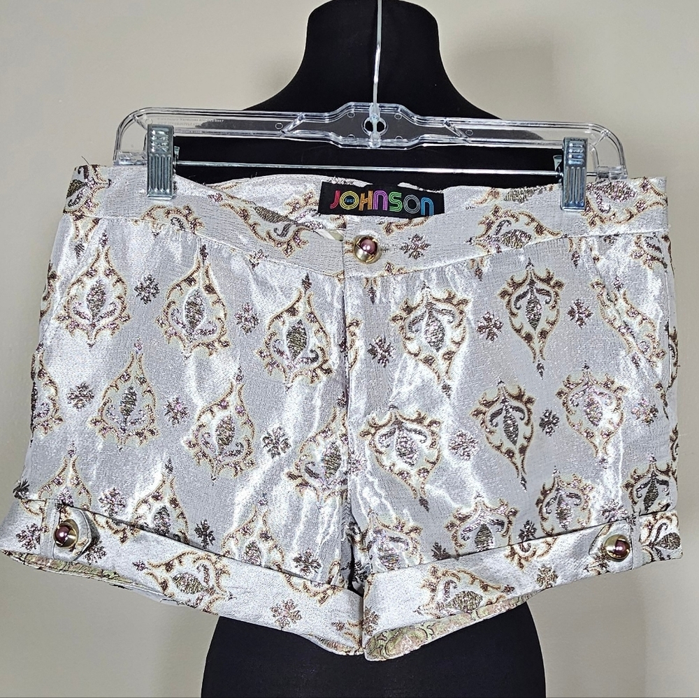 Y2K Johnson Jacquard Silk Lined Short Shorts Party Time Old Stock